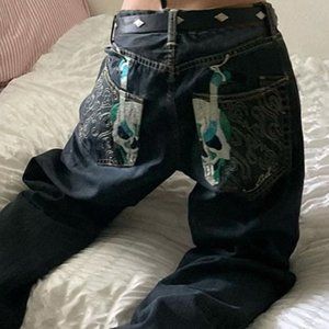 skull grunge jeans